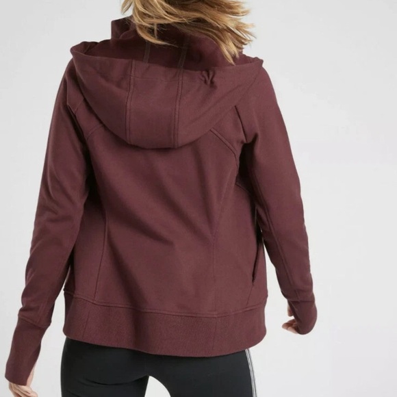 Athleta Triumph Zip Hoodie Jacket Fleece Lined Chocolate Brown Size XL - Picture 5 of 13